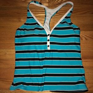 Nautica Blue and Black Stripes Tankini Top